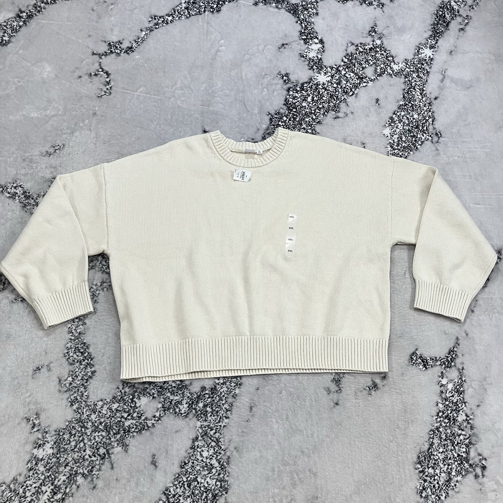 Gap Sweater Womens Size‎ XXL Cream Cotton Crewneck Oversized Knit Pullover